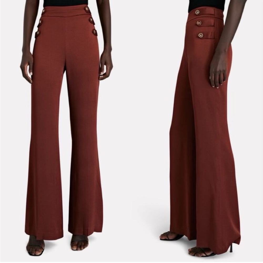 NWT VERONICA BEARD Romily Buttoned Flare Pants in Clay
